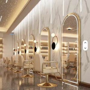 Miroir de Salon de Coiffure et de Maquillage Lumineux à LED, Décoration Murale Longue Or Rose, Meilleure Vente, pour Barbier et Salon de Beauté - Product Image 5