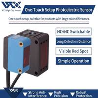 Capteur photoélectrique visuel CCD WTX à réglage en un clic, distance de détection réglable de 10 à 100 mm, NPN PNP sélectionnable, réglage en un clic