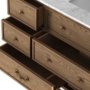 Mobile <span class=keywords><strong>Bagno</strong></span> Moderno di Lusso in Legno di Quercia con Lavabo Singolo e Top in Marmo per Arredamento di Alta Gamma - Product Image 5
