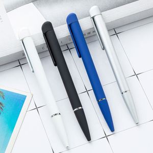 Sleek Thin Soft <b>Rubber</b> Coated Rotating Metal Signature Pen, Plain <b>Matte</b> Custom Engraved Advertising Pen - Product Image 1