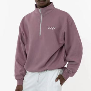 Felpa con <span class=keywords><strong>Cappuccio</strong></span> Vintage Verde Scuro Pesante con <span class=keywords><strong>Mezza</strong></span> <span class=keywords><strong>Zip</strong></span>, in Pile Polare Caldo, Felpa Personalizzata da <span class=keywords><strong>Uomo</strong></span> con <span class=keywords><strong>Zip</strong></span> a un Quarto - Product Image 4