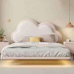 Lit d'enfant, lit suspendu nuage rose pour fille avec rangement, lit de princesse style crème français pour fille, chambre à coucher, lit de fille - Product Image 4