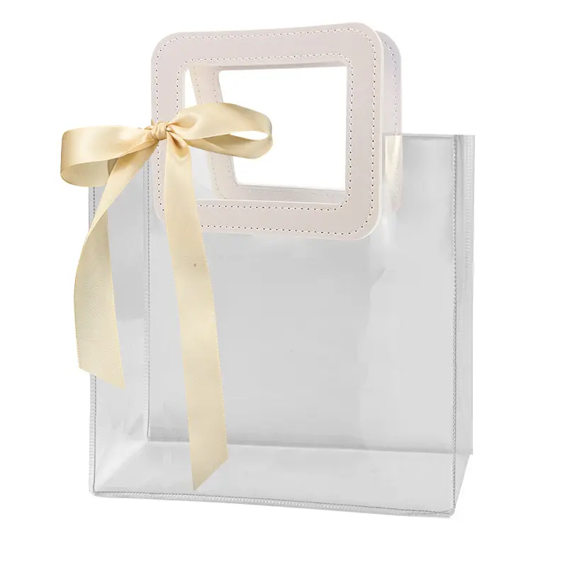 Transparente PVC-Tasche Geschenk box Hochzeits geschenk Süßigkeiten Verpackung Anpassen Farbe Logo Kunststoff Geschenkt üte mit Band
