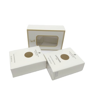 Eco-friendly gold foil art paper gift boxes packaging soap box with clear window carton packaging