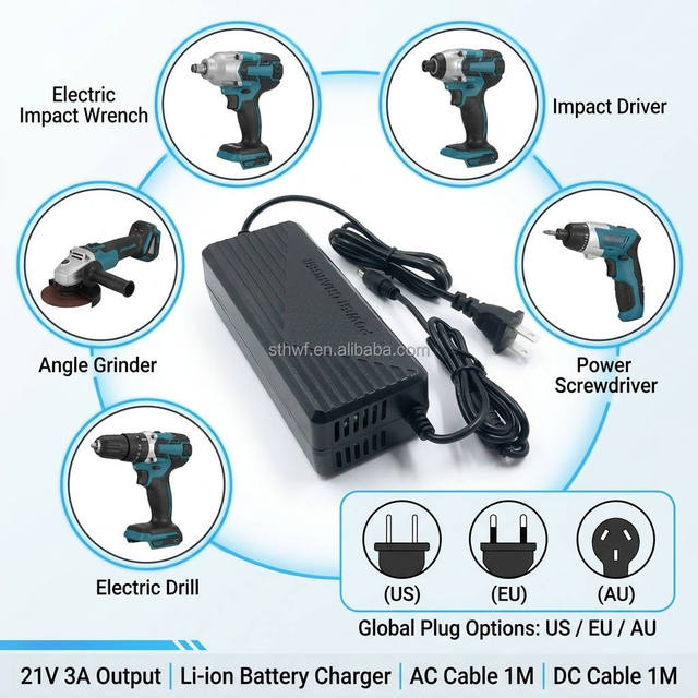 21V 3A Lithium Battery Charger, Electric Screwdriver, Angle Grinder, Drill, Impact Driver, Universal Screwdriver