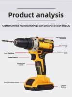 Perceuse à percussion sans fil rechargeable avec mandrin sans clé de 3/8 pouce pour travaux de construction lourds sur métal, personnalisation OEM, max 10 mm
