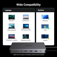 Station d'accueil pour ordinateur portable UGREEN Revodok Pro 313, hub USB 13 en 1, triple écran 4K, adaptateur USB C, double adaptateur DP, port de données 10 Gbps