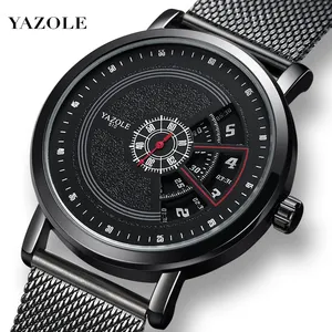 YAZOLE 509 패션 크리 에이 티브 남자 시계 가죽 스트랩 방수 석영 시계 남자 럭셔리 캐주얼 손목 시계 2021 Reloj Hombre