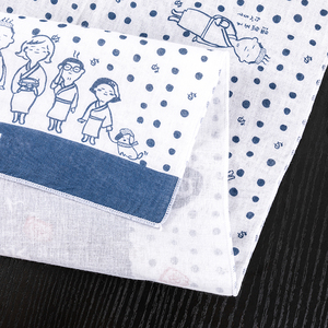 Usine de caractères bleus Serviette de toilette traditionnelle japonaise en coton Tenugui avec logo personnalisé - Product Image 5