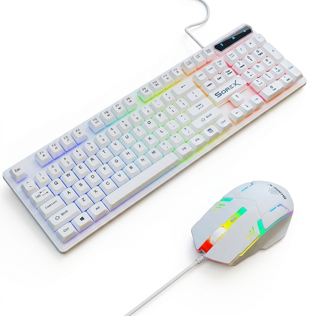FOREV KM2025 Mechanical Gaming Keyboard RGB Backlit 104-Key USB Wired Programmable Spill Resistant 5M Switches Low-Profile Full