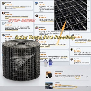 Kit de protection contre les nuisibles pour panneaux solaires, filet anti-nuisibles de 1/2 pouce, filet anti-oiseaux en vinyle noir avec crochets en J noirs, filet anti-oiseaux fixe - Product Image 5