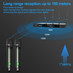 Depusheng dr80 Hot Bán Chuyên nghiệp UHF một kéo hai micro không dây năng động <span class=keywords><strong>microphone</strong></span> cho karaoke - Product Image 2