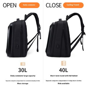 Sac à dos pour ordinateur portable de grande capacité 17,3 pouces, imperméable, coque rigide, fermeture éclair, sac à dos de moto, casque, voyage, moto - Product Image 2