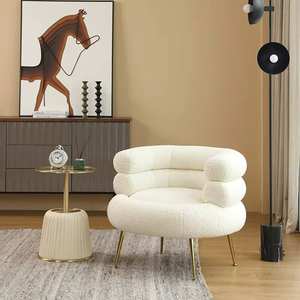 Modern Luxury Living Room Leisure <b>Chair</b> with Lamb Hair Fabric Simple <b>Single</b> <b>Sofa</b> Design Stainless Steel Legs for Hotels - Product Image 5