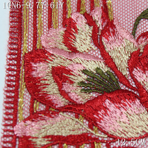 Pizzo Floreale Lucido Rosso di Alta Qualità, Stile Vintage Ecologico, 12cm, per Abiti da Donna e Cucito - Product Image 4