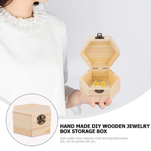 Caja de Joyería Hexagonal de Madera, Color Madera Natural, Caja de Almacenamiento de Escritorio, Caja de Regalo - Product Image 3