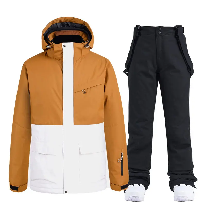 เสื้อผ้าสโนว์บอร์ดสำหรับฤดูหนาวสกีและหิมะชุดเล่นสกี10K กันน้ำกันลมเสื้อโค้ทน้ำแข็งแจ็คเก็ตและกางเกงสายรัด