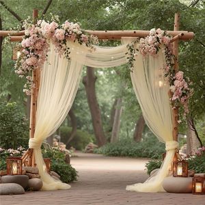 LANJO Boho Bohemian Style Wedding Arch Draping Fabric Natural Look Gauze For Arched Backdrop Garland Decoration Supplies - Product Image 5