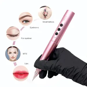 LCD ekran kablosuz dövme makinesi 1000mAh ekstra pil ile döner dövme kalemi kaşları dudaklar Eyeliner kalıcı makyaj SMP
