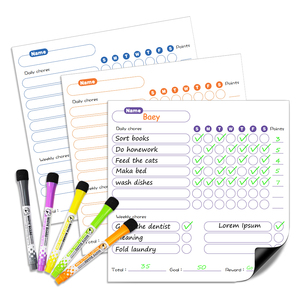 Từ khô xóa việc vặt biểu đồ thiết lập nhiều trẻ em-một việc vặt biểu đồ khô xóa Pad tạp hóa bảng-Biểu đồ hành vi cho nhiều trẻ em - Product Image 1