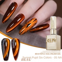 XEIJAYI Esmalte de Uñas en Gel Estilo Joker en Rojo Vino con Pegamento Líquido Ojo de Gato Ámbar para Arte de Uñas