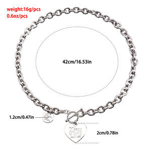 Européen et Américain Cross-Border Punk Metal Clavicule Disco Trendy Female Internet Celebrity Thick Chain Heart Necklace - Product Image 5