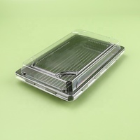 Boîte à sushi jetable en plastique PET rectangulaire pour emporter, conteneur alimentaire pour supermarché, boîte alimentaire japonaise à emporter de 8 mm