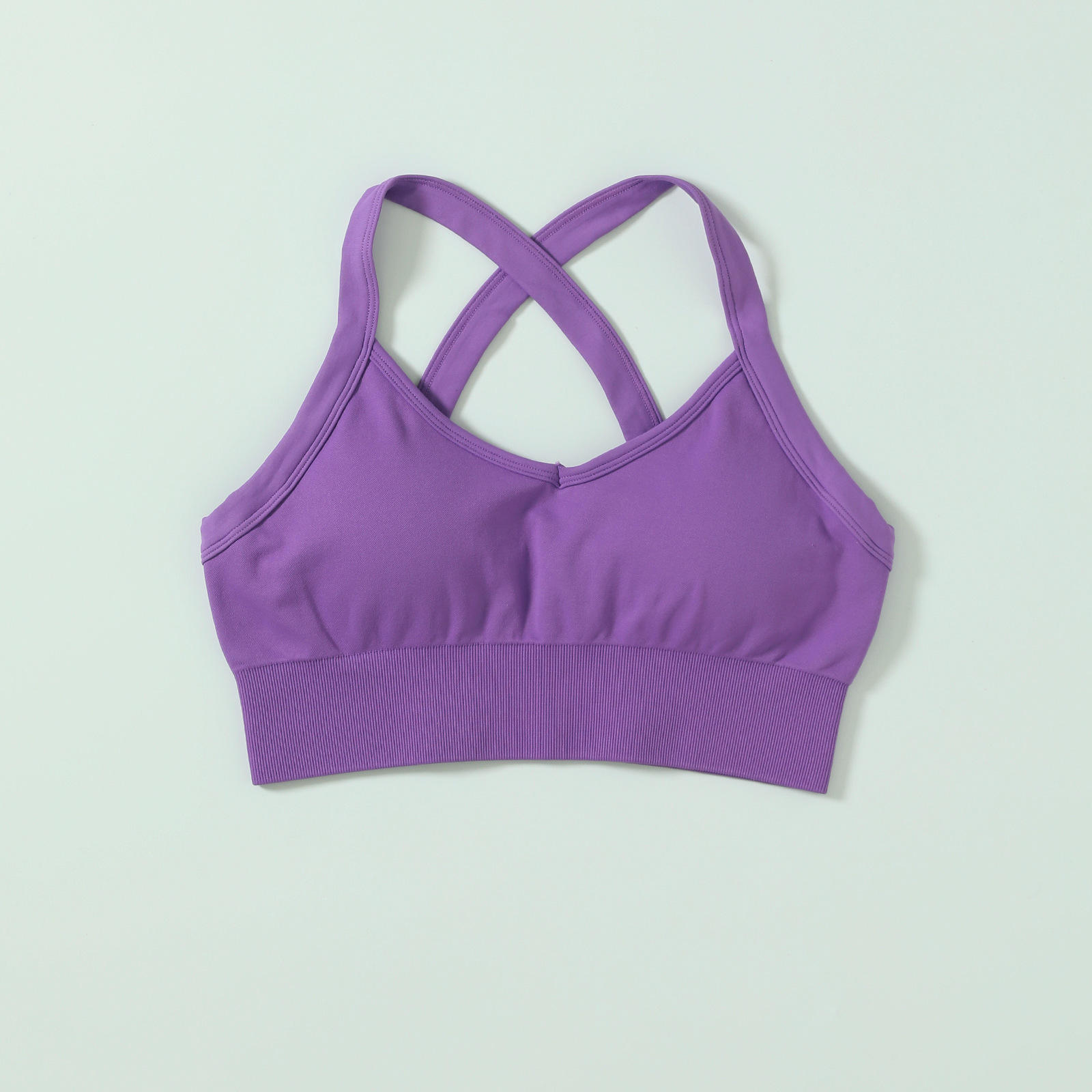 cross back bra purple