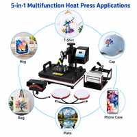 Mesin Cetak Kaos 5 in 1 Combo Heat Press Heat Transfer Sublimasi untuk Jersey, Kaos, Topi, Sepatu, Pulpen, Casing Ponsel