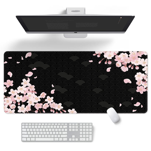 Japanese Style Sakura Mouse Pad Pink Cherry Blossom Natural Rubber Microfiber Cloth Xxl Big Desk Mat