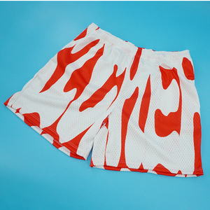 Pantalones cortos de baloncesto con bordado de malla libre personalizado sublimado, pantalones cortos de malla transpirable de verano elásticos calientes unisex - Product Image 3