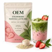 Mélange de Latte Matcha Fraise Marque Blanche OEM Formule Personnalisée de Crème d'Avoine pour Soutien Énergétique Poudre de Qualité Alimentaire Vente en Gros 250g