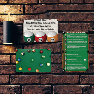 Plaque murale décorative en métal avec règles du billard américain (<span class=keywords><strong>8</strong></span> boules) pour bar ou salle de jeux, style rétro, pour homme - Product Image 2