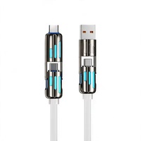 Câble de données USB Type-C rotatif à double tête 4 en 1, 240W PD, charge rapide haute puissance, compatible avec les appareils