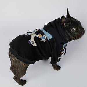 Hot Selling Luxus Haustier Kleidung Lustige Blume WOOF Schwarz bedruckte Hoodies Haustier Bekleidung Zubehör Jacke für Hunde - Product Image 5