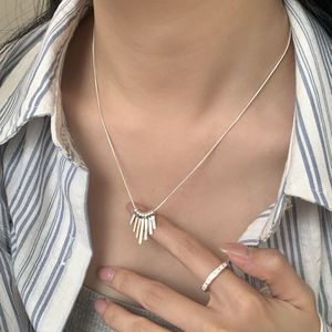S925 Sterling <b>Silver</b> <b>Fan</b> Shape Geometric Clavicle Necklace For Women Everyday Wear - Product Image 1