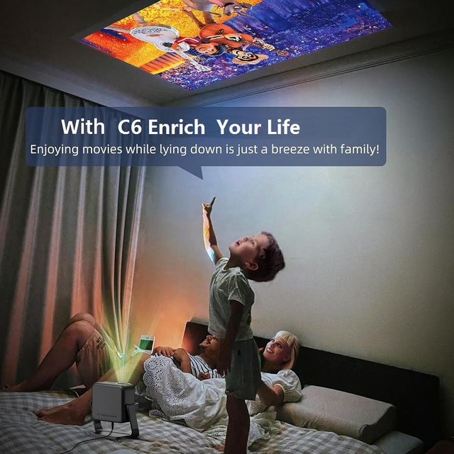 Cheerlux Newest Design Rotatable 360 Degree HD Home Theater Cinema Projector Big Screen with HDMI USB AV