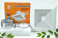 Ventilateur d'extraction carré de plafond 8 pouces à haut débit d'air et faible bruit, extracteur d'air personnalisable pour salle de bain, toilettes, cuisine, hôtel