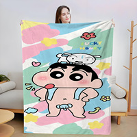 Nouvelle couverture en flanelle de fibre de polyester tissée de style dessin animé et anime, imprimée numériquement, couverture de climatisation toute saison