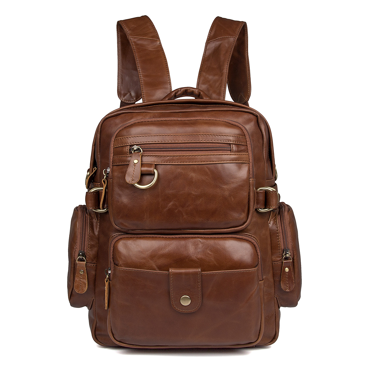 china backpack leather men Mens Multi Pocket 2 x Side Pockets Wholesale Custom Made in China