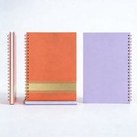 Couverture de cahier en plastique PP personnalisée, couverture souple orange et violet, cahiers à spirales A5 pour l'école, en vrac pour les étudiants