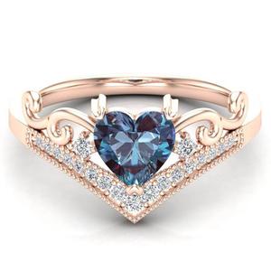 Bague de Fiançailles Vintage pour Femme en Argent 925 Plaqué Or, Sertie d'Agate Mousse Taillée en Cœur, Diamants Pavés, Certifiée pour Mariage et Fêtes - Product Image 3