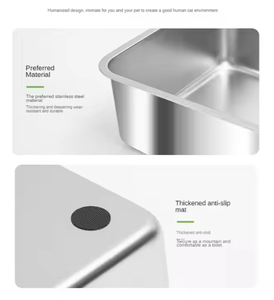 Toilette pour chat surdimensionnée en acier inoxydable conception anti-éclaboussures, bac à litière de luxe fermé et facile à nettoyer, fournitures pour animaux de compagnie personnalisées en gros - Product Image 5