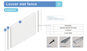Panneaux d'intimité <span class=keywords><strong>en</strong></span> aluminium, panneaux d'intimité à lattes horizontales <span class=keywords><strong>en</strong></span> aluminium, écrans d'intimité à persiennes horizontales <span class=keywords><strong>en</strong></span> aluminium, clôture de jardin extérieure - Product Image 6