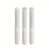 Pinceau à lèvres mini à tête ronde et manche court, portable, pour rouge à lèvres et correcteur, avec capuchon