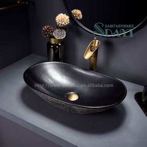 SDAYI-lavabo ovalado de estilo moderno para baño, encimera de tocador de cerámica hecha a mano, color negro, de lujo, gran oferta - Product Image 1