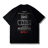 T-shirt imprimé tendance Initial D JDM Vibe, graphique surdimensionné, manches courtes, AE86, col rond, dessin animé 3D, décontracté, été, blanc, tricoté pour homme