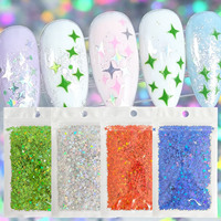 Lot de 8 sachets de paillettes mixtes étoiles et papillons pour nail art, 2g chacun, pour manucure scintillante DIY et décoration artisanale pour festivals/fêtes