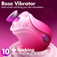 Rosenförmiger Klitoris-Vibrator 10 Kraftvolle Saugmodi Luftimpuls-Stimulation Weiches Silikon-Gehäuse Wasserdicht