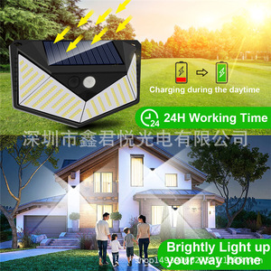 Solar Led Wall <b>Light</b> 220 Led Four Side Emitting Human Body Sensor Outdoor Garden <b>Corridor</b> <b>Light</b> - Product Image 2